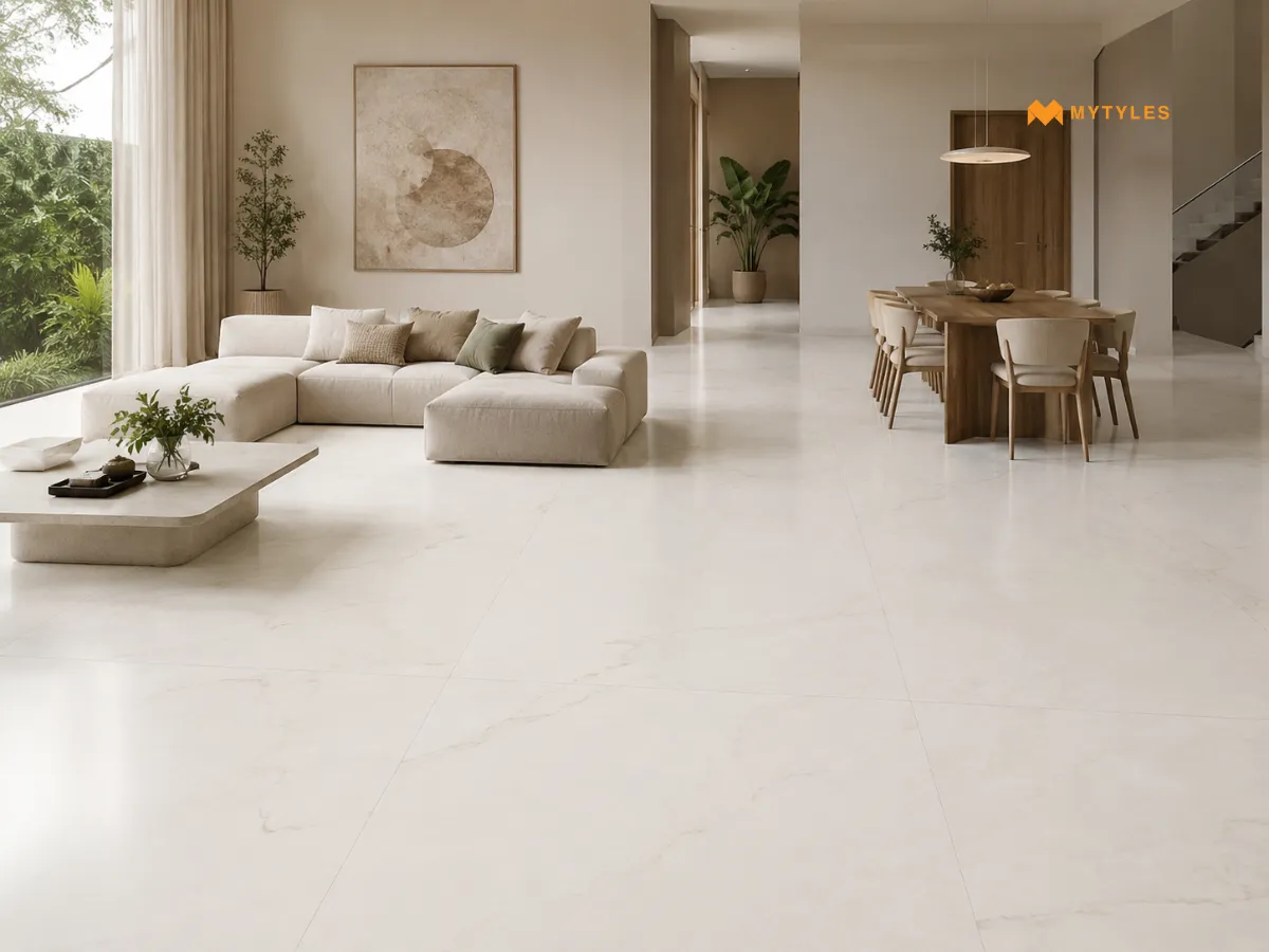 Large-Format White Marble-Look Tiles